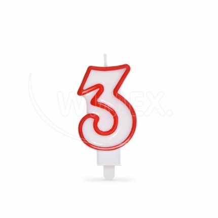 Číslová sviečka so stojančekom "3" 75mm [1 ks]