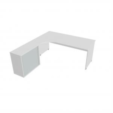 Pracovný stôl Gate, ergo, pravý, 180x75,5x200 cm, biela/biela