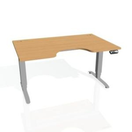 Pracovný stôl Motion Ergo, PO, 3S, 120x61-128x90 cm, buk/sivá