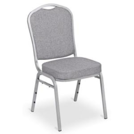 Banketová stolička Silver Smooth, strieborný rám, látka sivá