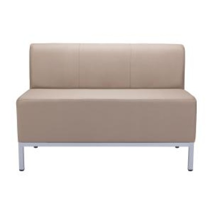 Dvojkreslo Steve, celočalúnené, š. 118 cm, zdravot. ekokoža béžová KN0020, sivá konštrukcia