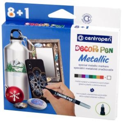 Sada popisovačov Centropen 2738 Decor Pen Metallic • sada 9 ks