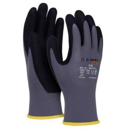 Rukavice pletené, polomáčané DONAU SAFETY Flex, kat. II šedé veľ. 9