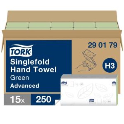 Papierové utierky skladané ZZ/C 2-vrstv. TORK Singlefold Advanced zelené H3 (15 bal.)